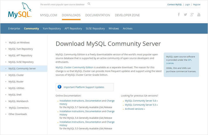1-MySQL公式からダウンロード